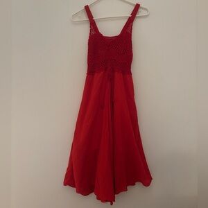 Elegant Red Crochet Dress